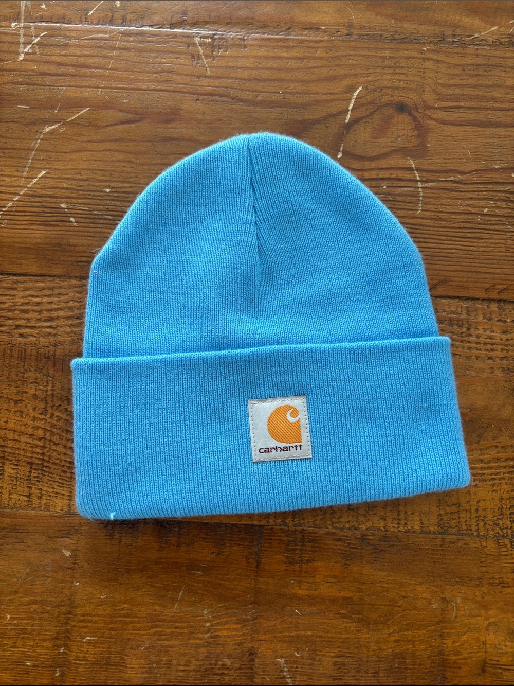 Carhartt Kids Cuffed Beanie in Aqua Blue with Logo Patch
